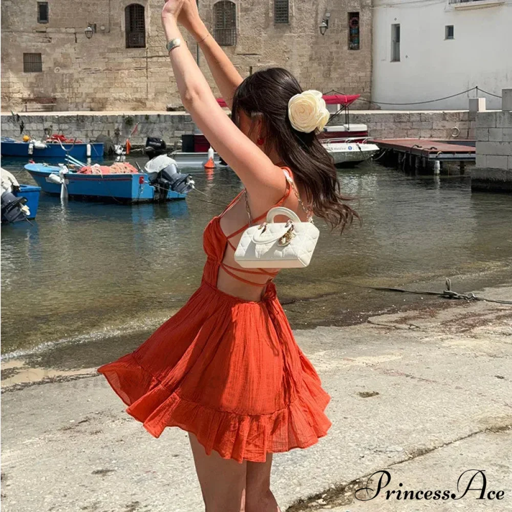 Ruched Elastic Backless Charming Cami Mini Dress - Image 2