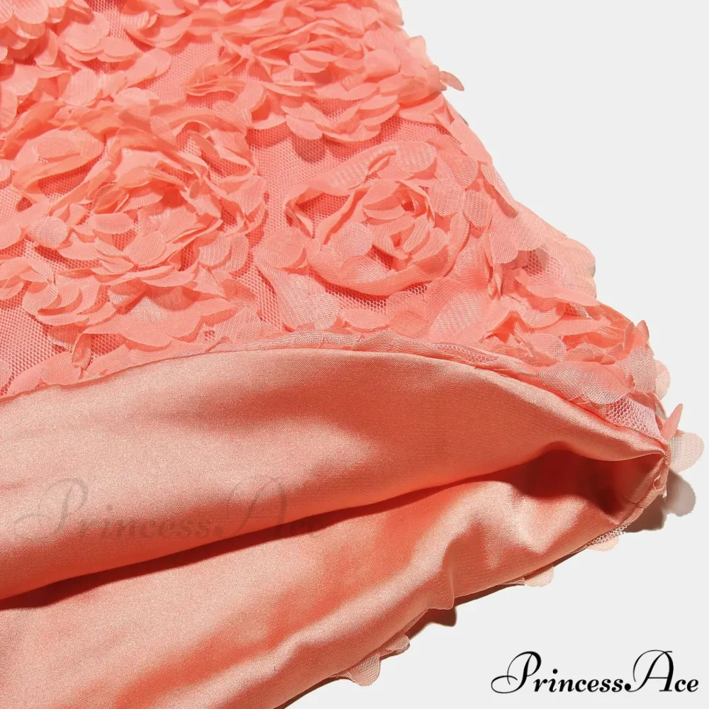 Peach Flowers Textured Charming V-neck Mini Dress - Image 10
