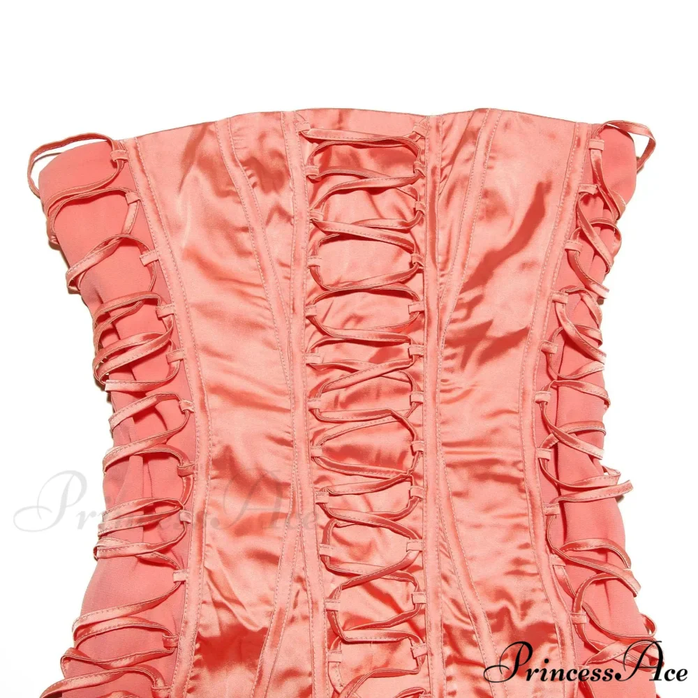 Satin Lace Up Charming Bandage Strapless Mini Dress - Image 16