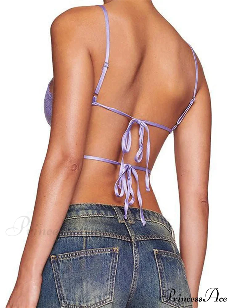 Thin Lace Ribbon Cutout Spaghetti Crop Top - Image 6