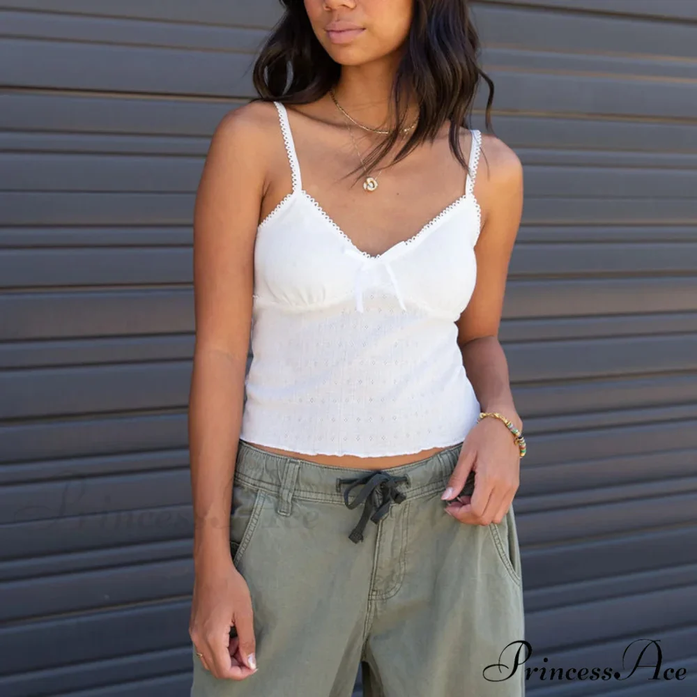 Thin Lace V-Neck Crop Top - Image 3