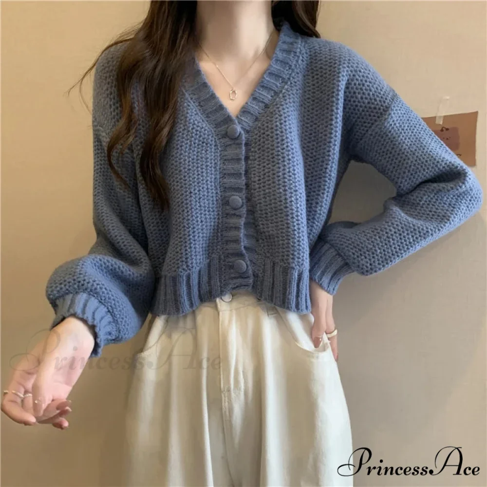 Thin Solid V-Neck Button-Up Knitted Cardigan for Women - Image 8