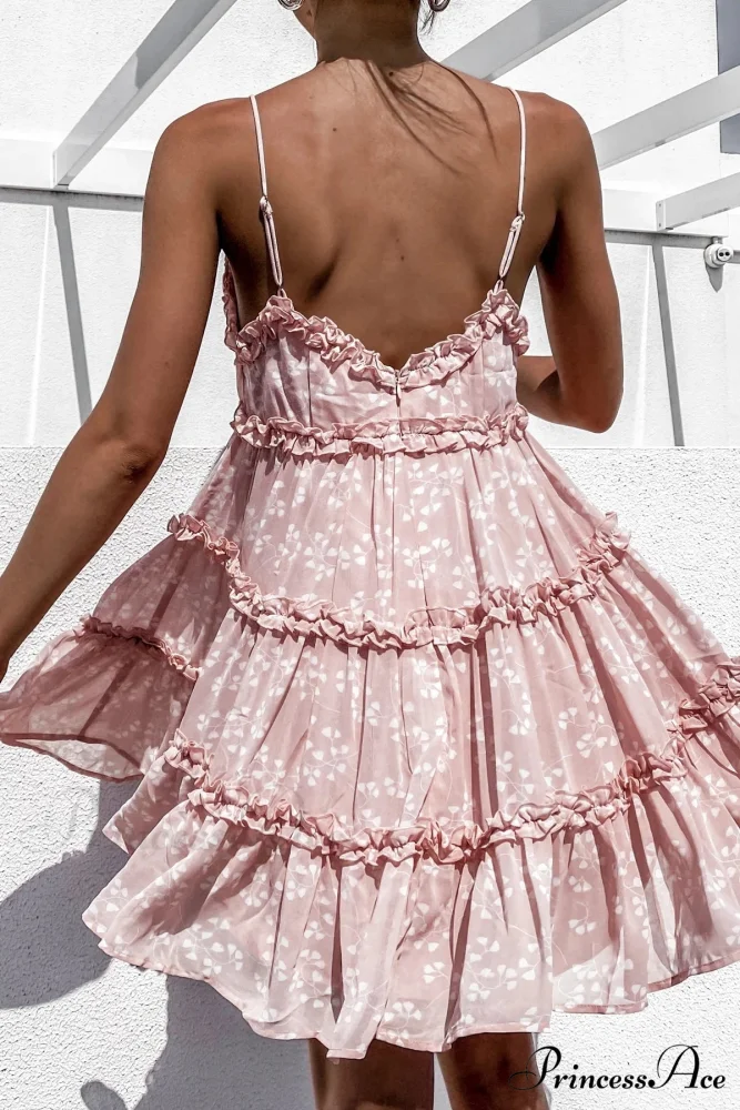Thin Strap Flower Lace Trim Sundress Flared Frilled Prairie Summer Dress - Image 4