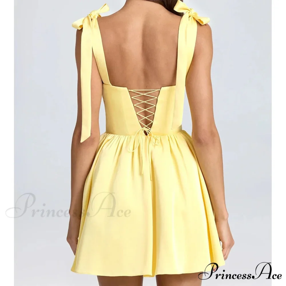 Thin Strap Lace-Up Mini Dress - Image 2