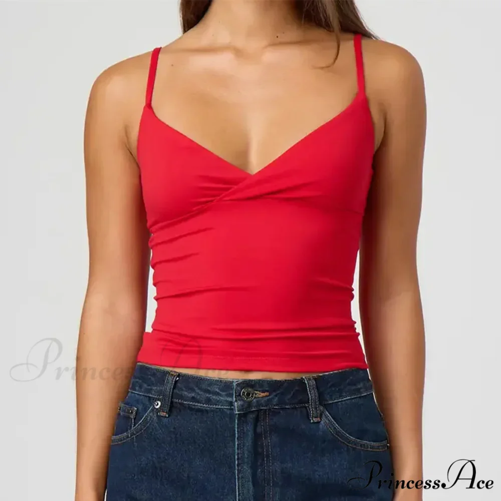 Thin Strap V-Neck Midriff Top - Image 5