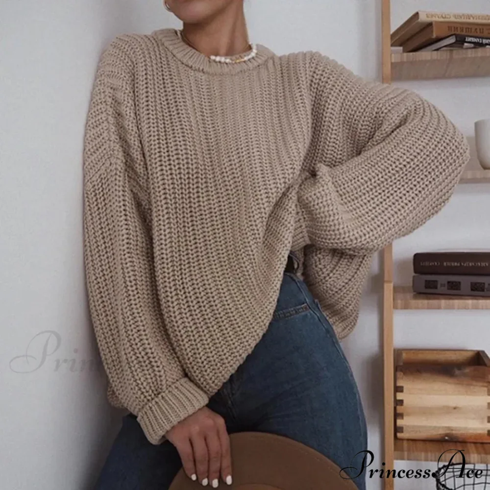 Three - Quarter Sleeve Sophisticated Tan Sweater - Image 4