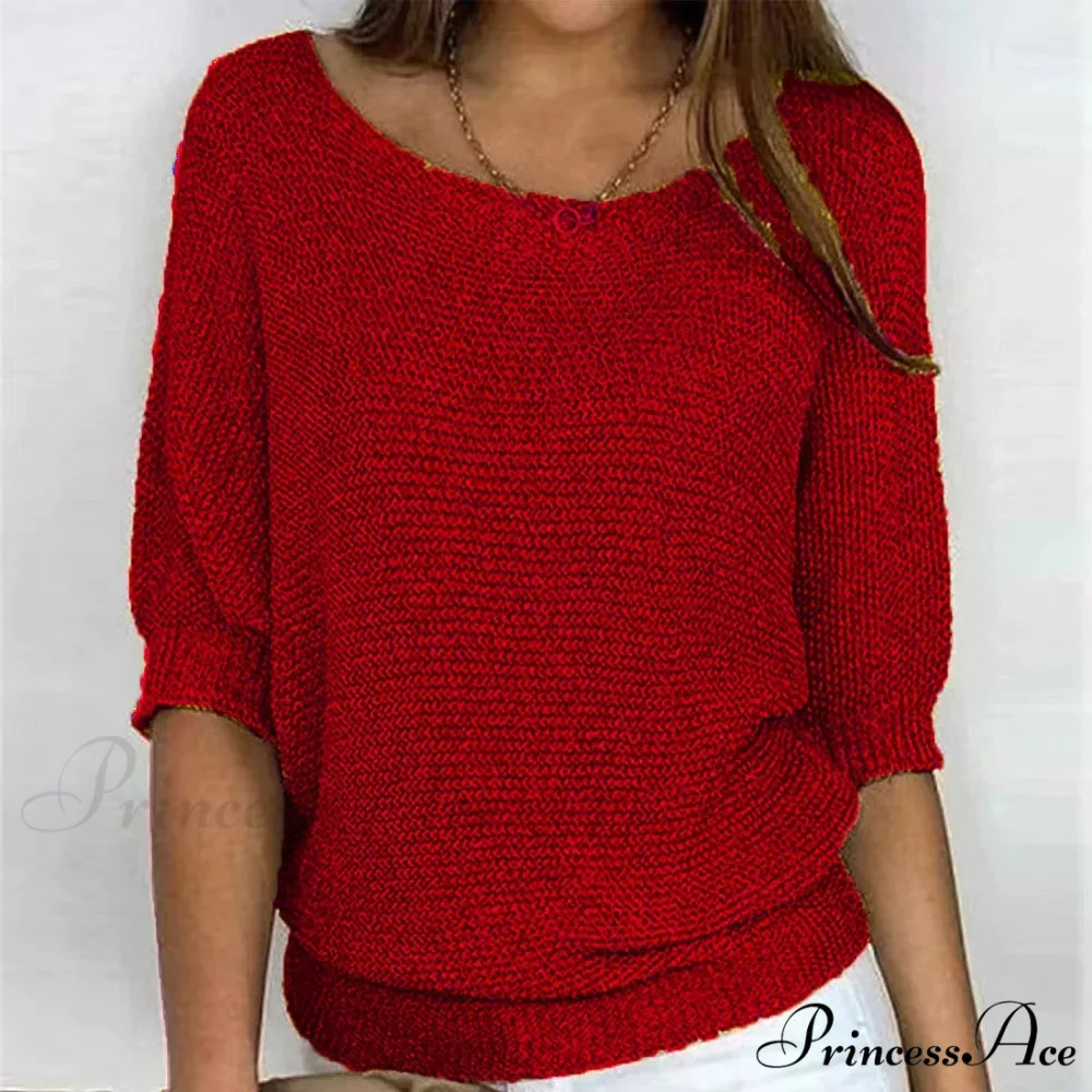 Three - Quarter Sleeve Sophisticated Violet Sweater - Image 10