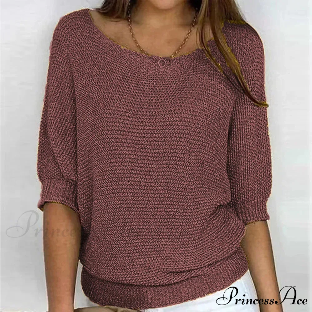 Three - Quarter Sleeve Sophisticated Violet Sweater - Image 12