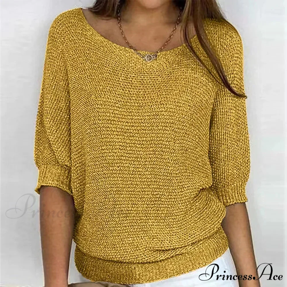 Three - Quarter Sleeve Sophisticated Violet Sweater - Image 2