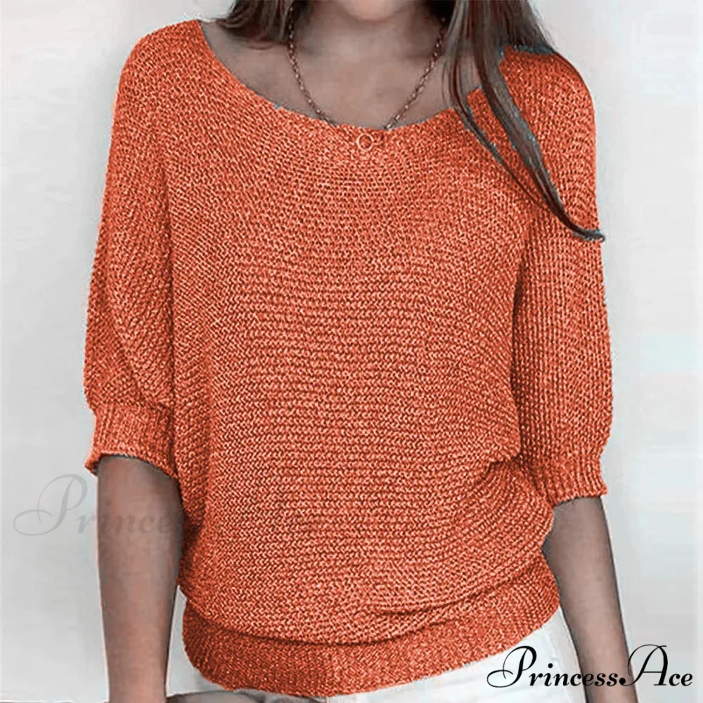 Three - Quarter Sleeve Sophisticated Violet Sweater - Image 6