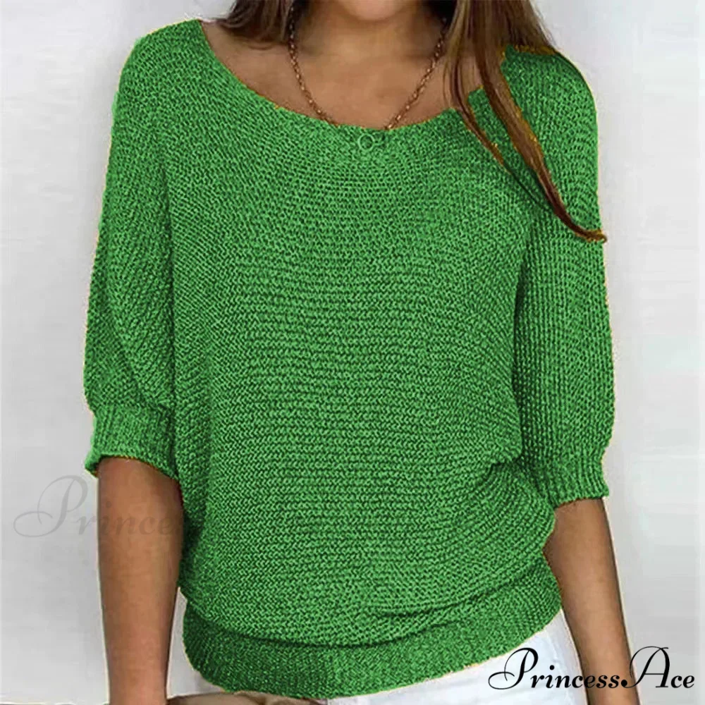 Three - Quarter Sleeve Sophisticated Violet Sweater - Image 7