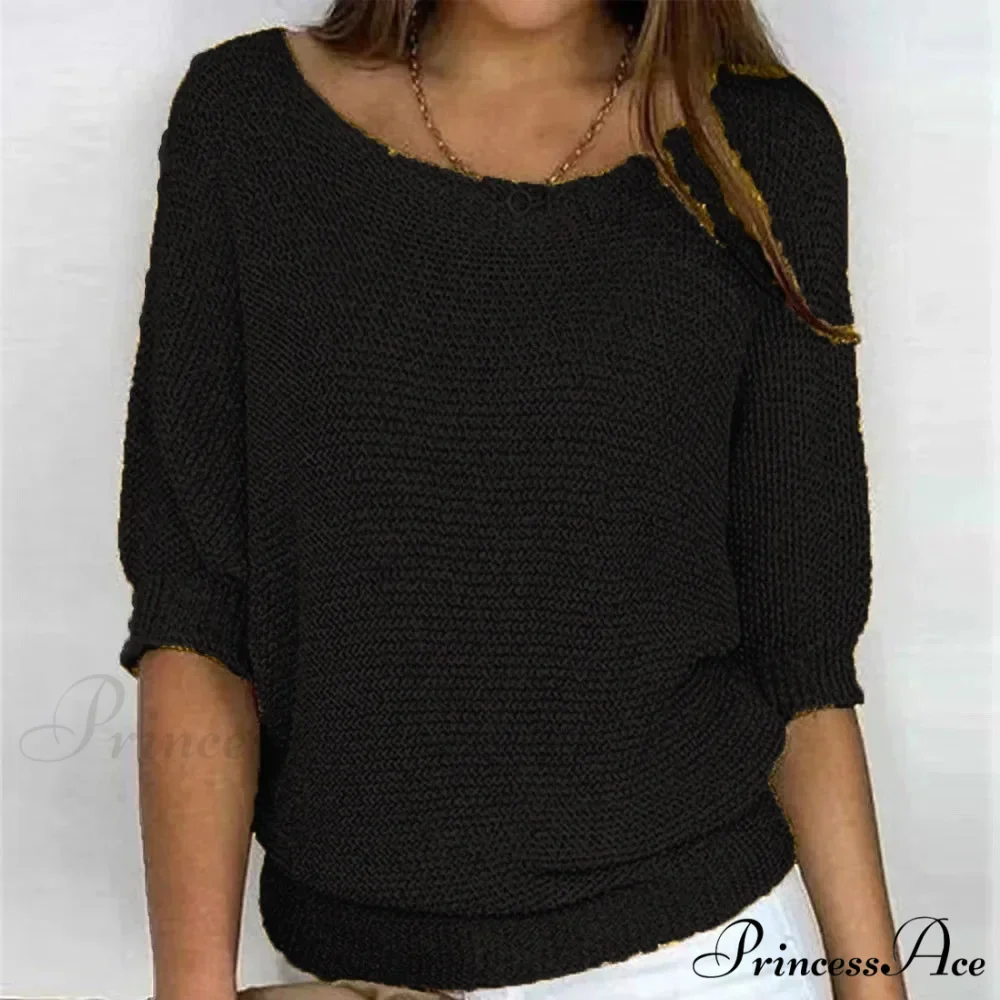 Three - Quarter Sleeve Sophisticated Violet Sweater - Image 8
