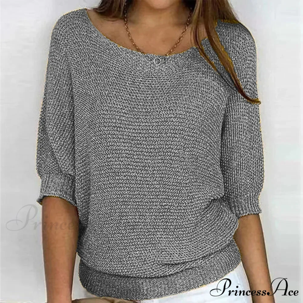 Three - Quarter Sleeve Sophisticated Violet Sweater - Image 9
