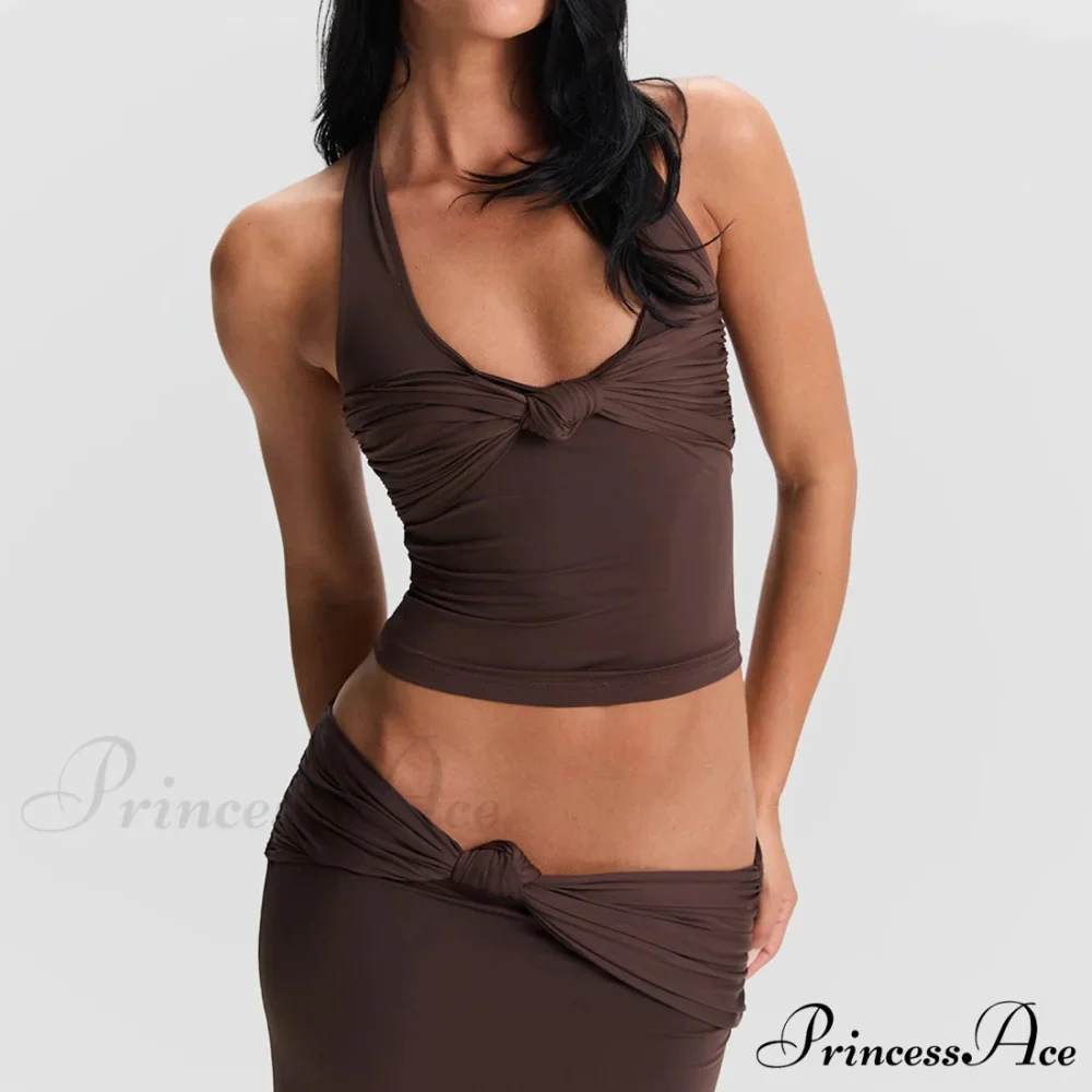 Tie Front Halter Crop Top - Image 2
