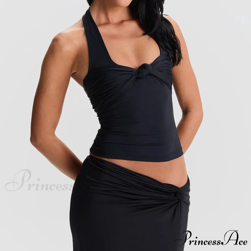Tie Front Halter Crop Top - Image 3