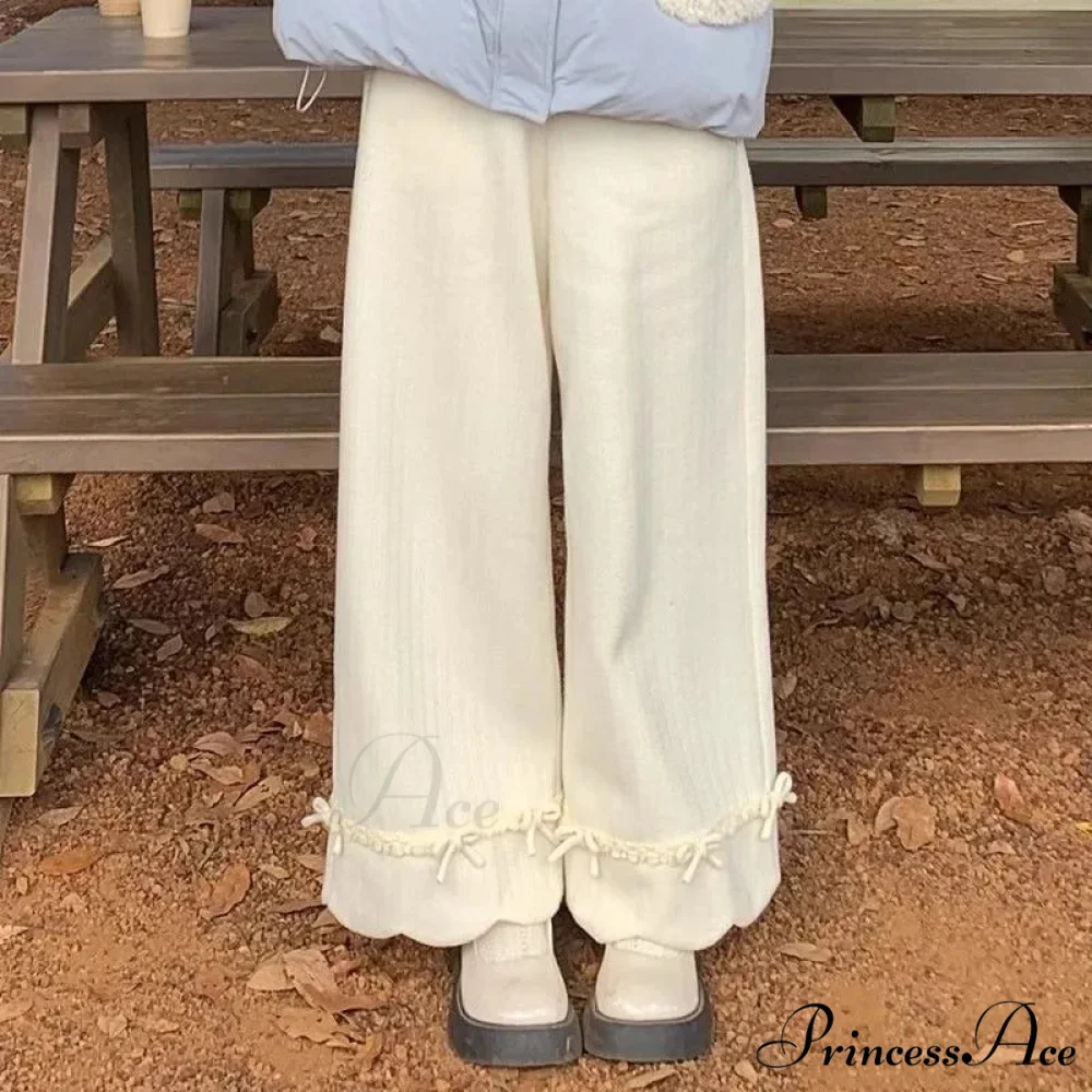 Tie Lace Corduroy Broad Leg Trousers - Image 3
