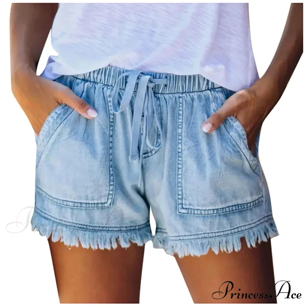 Tie Tassel Hem Jeans Short - Image 2