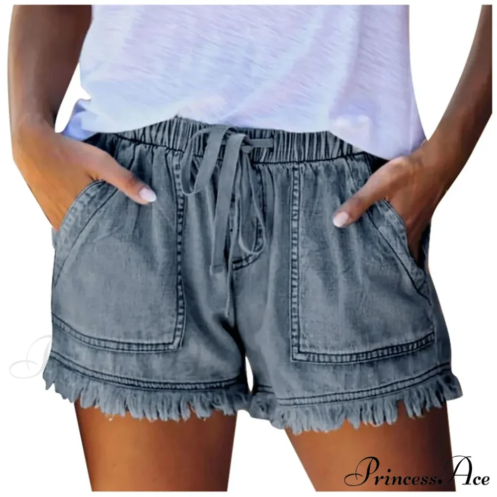 Tie Tassel Hem Jeans Short - Image 4