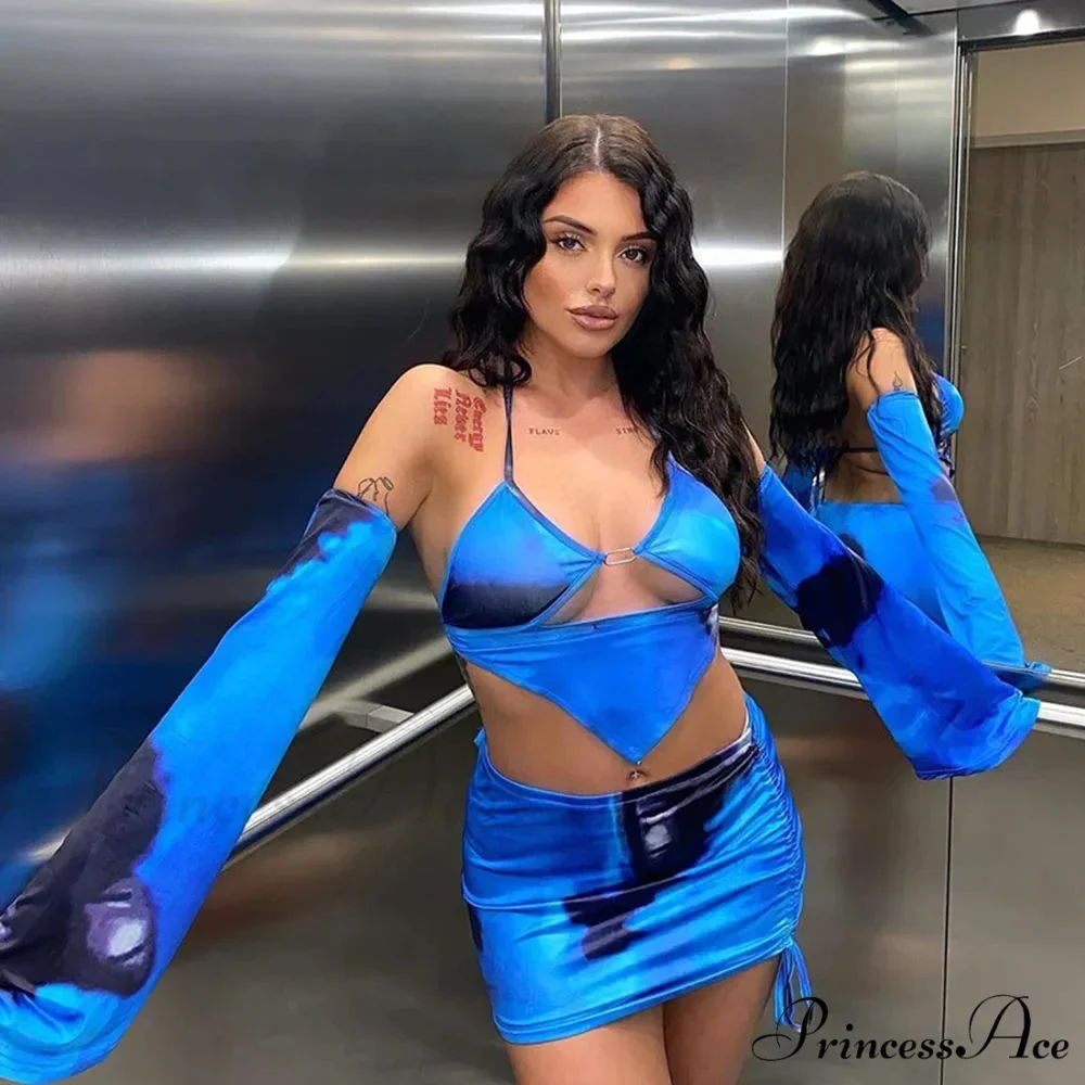 Tie-up Bandage Bodycon Mini Skirt Two Piece Set - Image 3