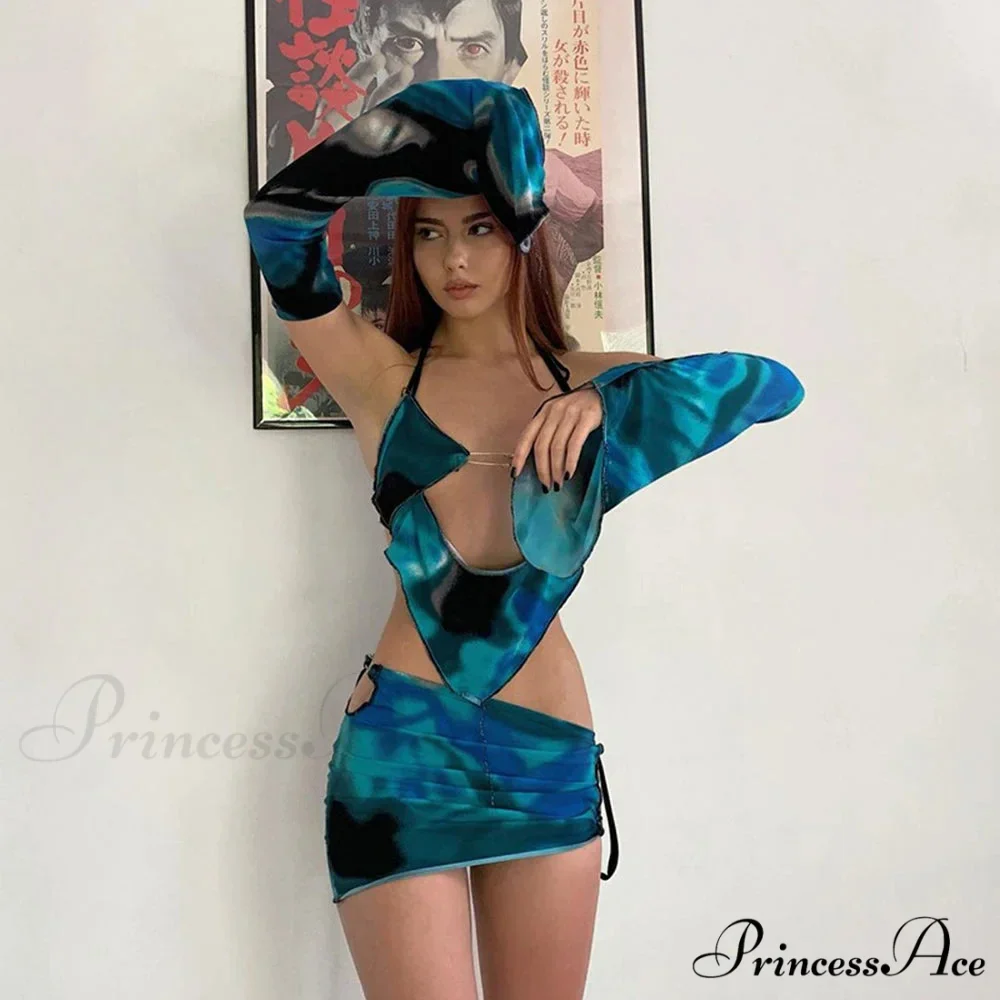 Tie-up Bandage Bodycon Mini Skirt Two Piece Set - Image 4