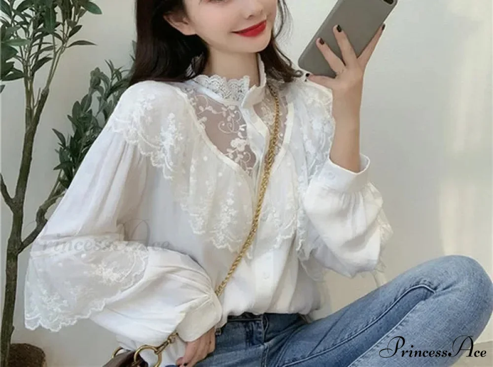 Tie Up Frilled Cute Baggy Spring Blouse - Image 2
