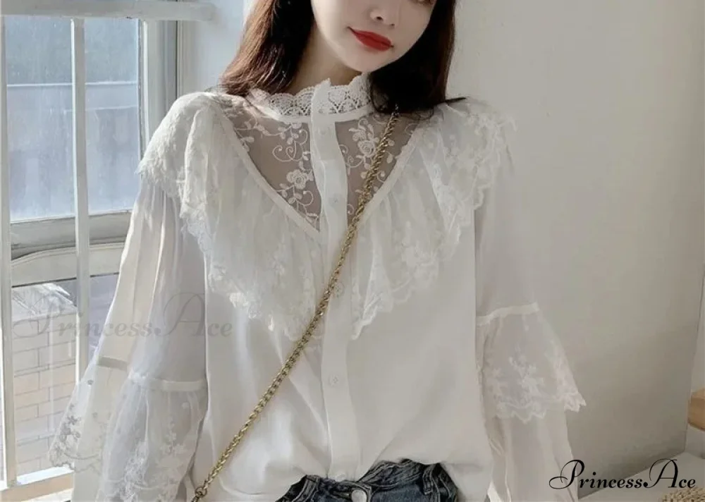 Tie Up Frilled Cute Baggy Spring Blouse - Image 5