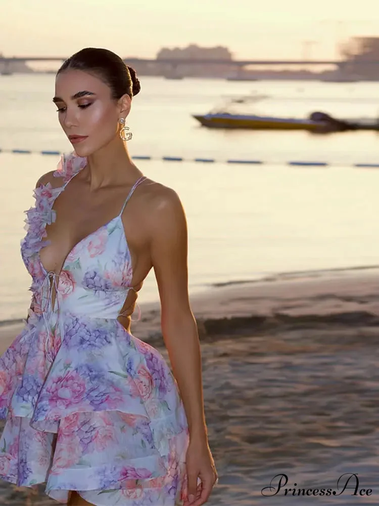 Tie-Up Frilly Celebration Mini Dress - Image 3