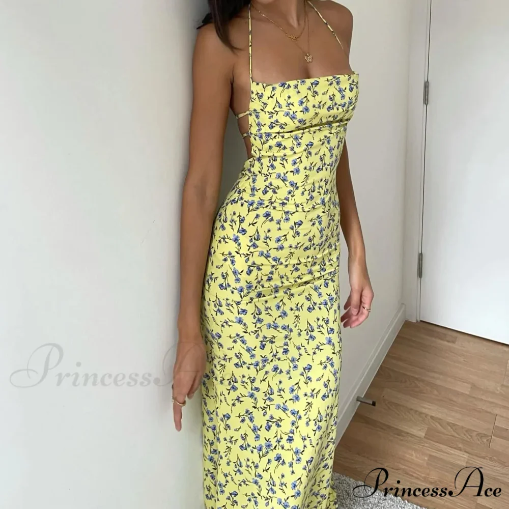Tie-Up Halter Flower Open-Back Bodycon Dress - Image 8