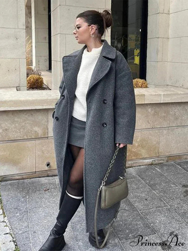 Tie-Up Mao Collar Large Lapel Overcoat - Image 3
