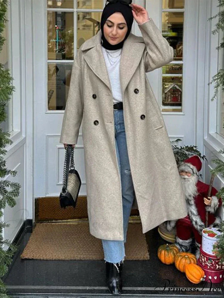 Tie-Up Mao Collar Large Lapel Overcoat - Image 4