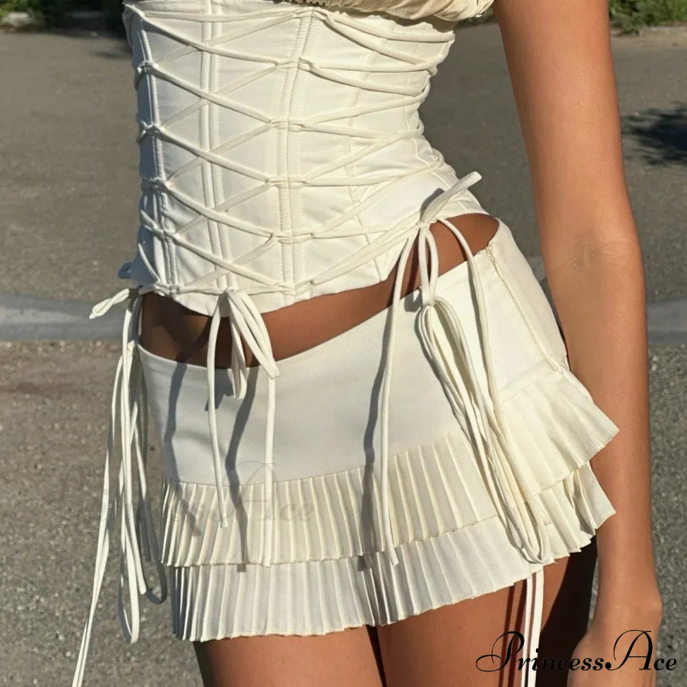 Tie Up Tiered Frilly Skirt - Image 2