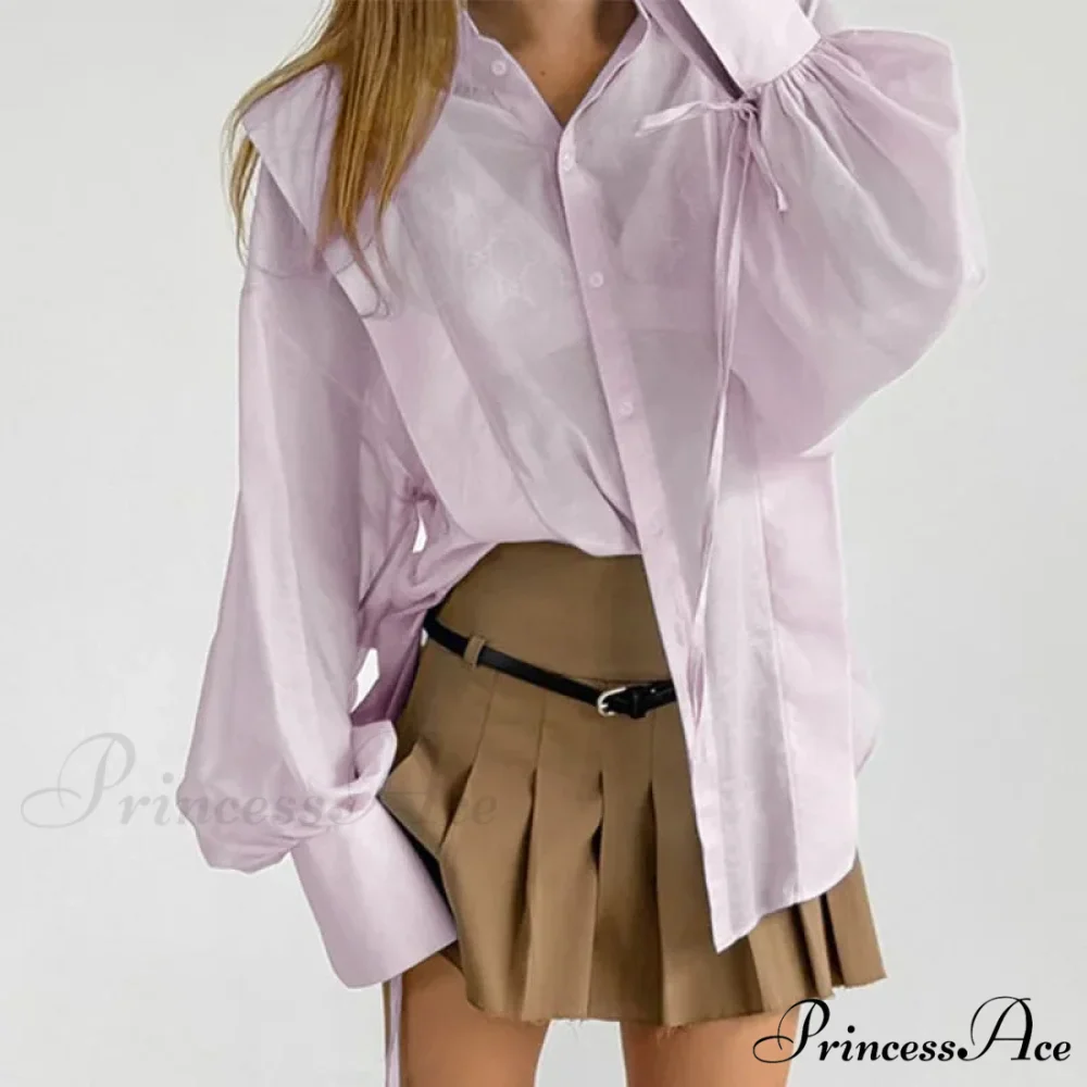 Tie-Up Transparent Informal Blouse - Image 4