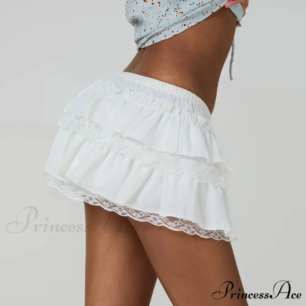 Tiered Lace Edging A-Line Skirt - Image 2