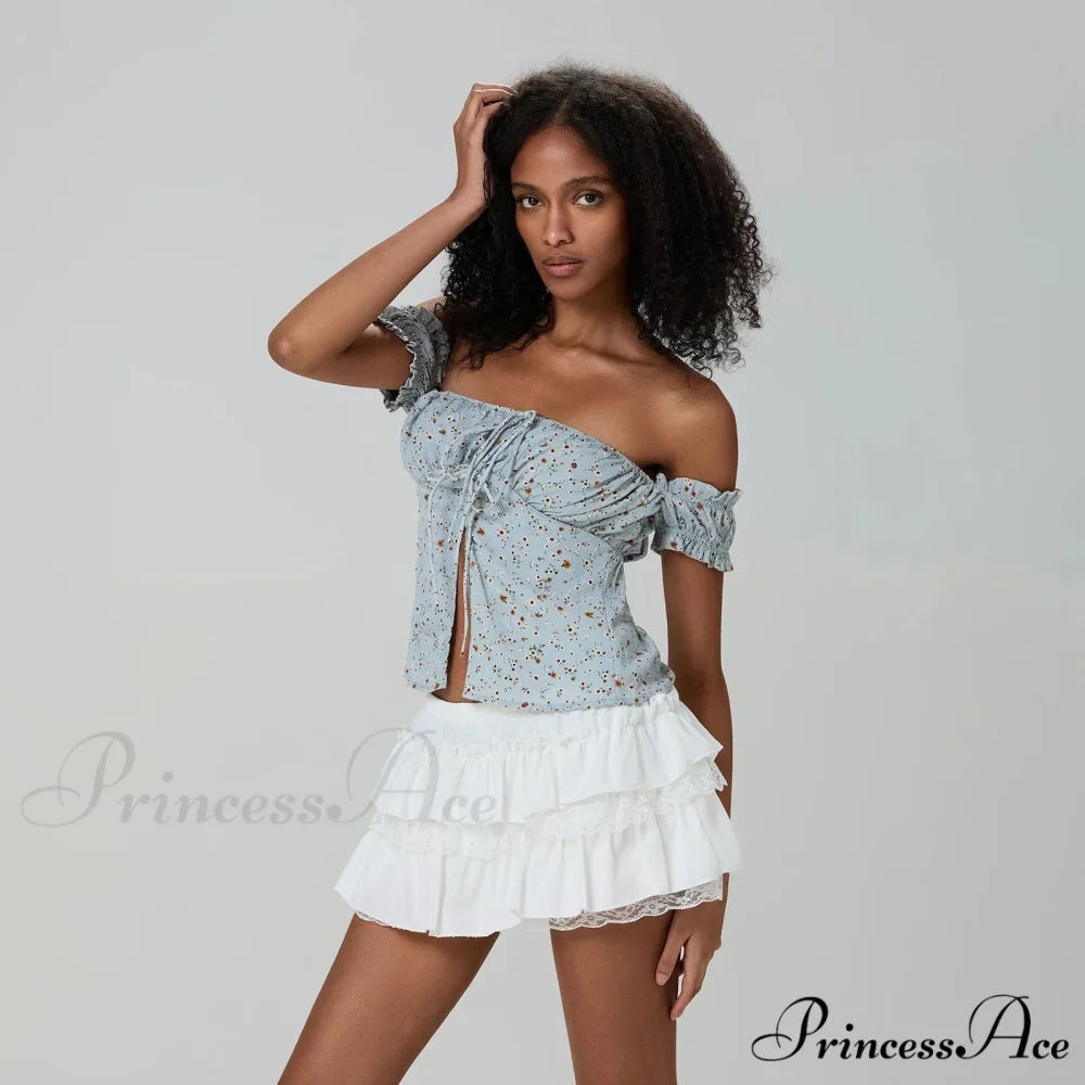 Tiered Lace Edging A-Line Skirt - Image 5