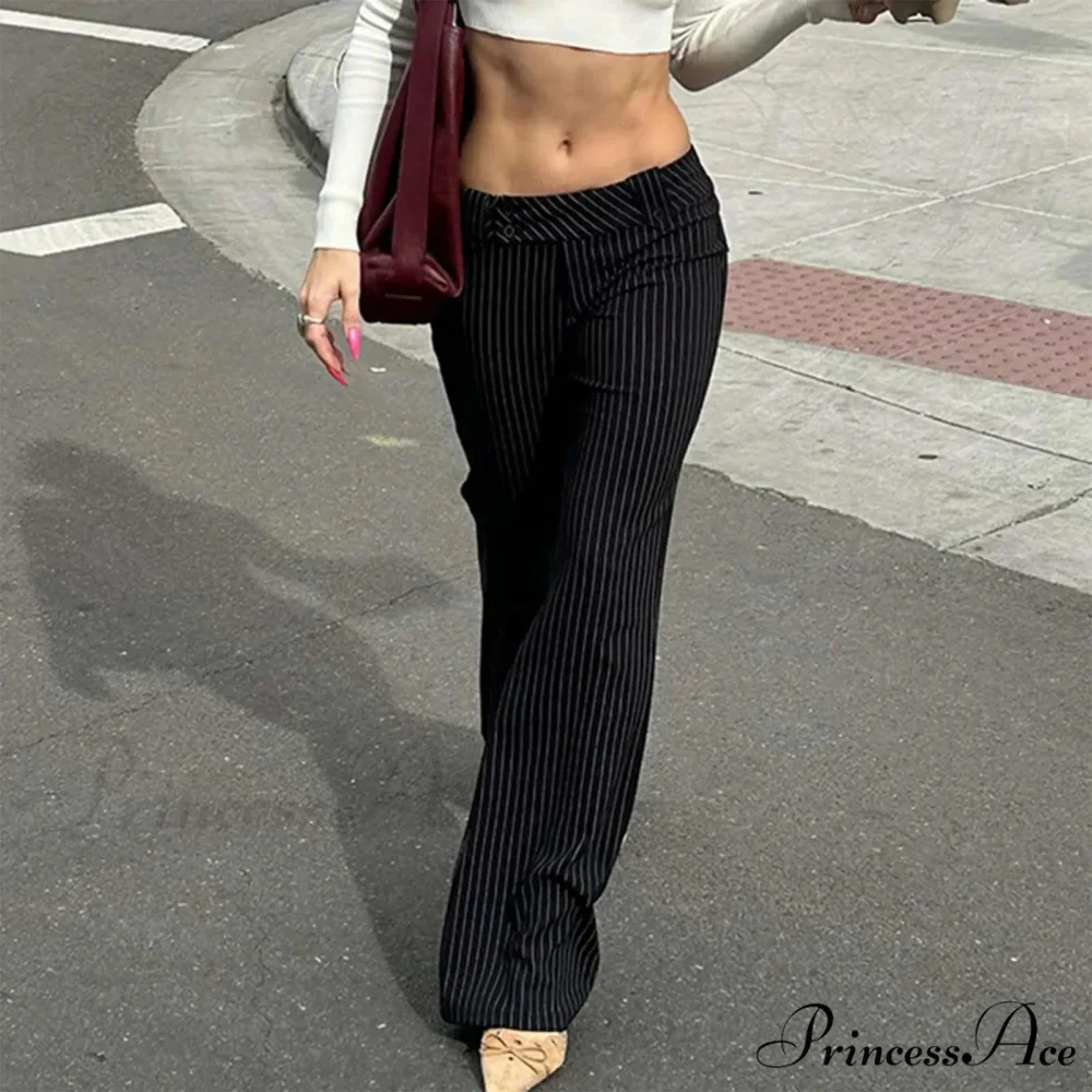 Tight Fit Striped Lowered Fashion Trousers - Image 2