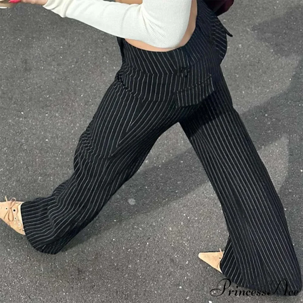 Tight Fit Striped Lowered Fashion Trousers - Image 3