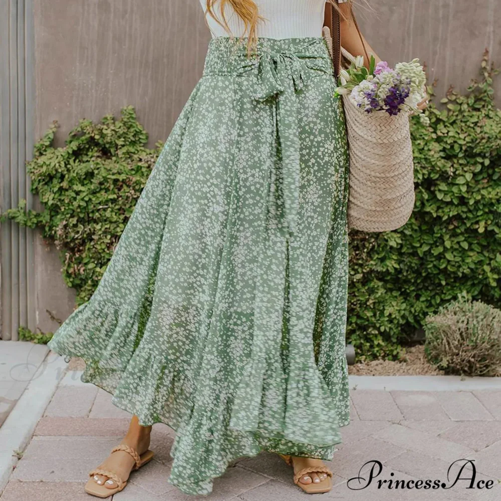 Tiny Blossom Frill Korean Fashion Tall Waist Swing Extended Skirt - Image 3