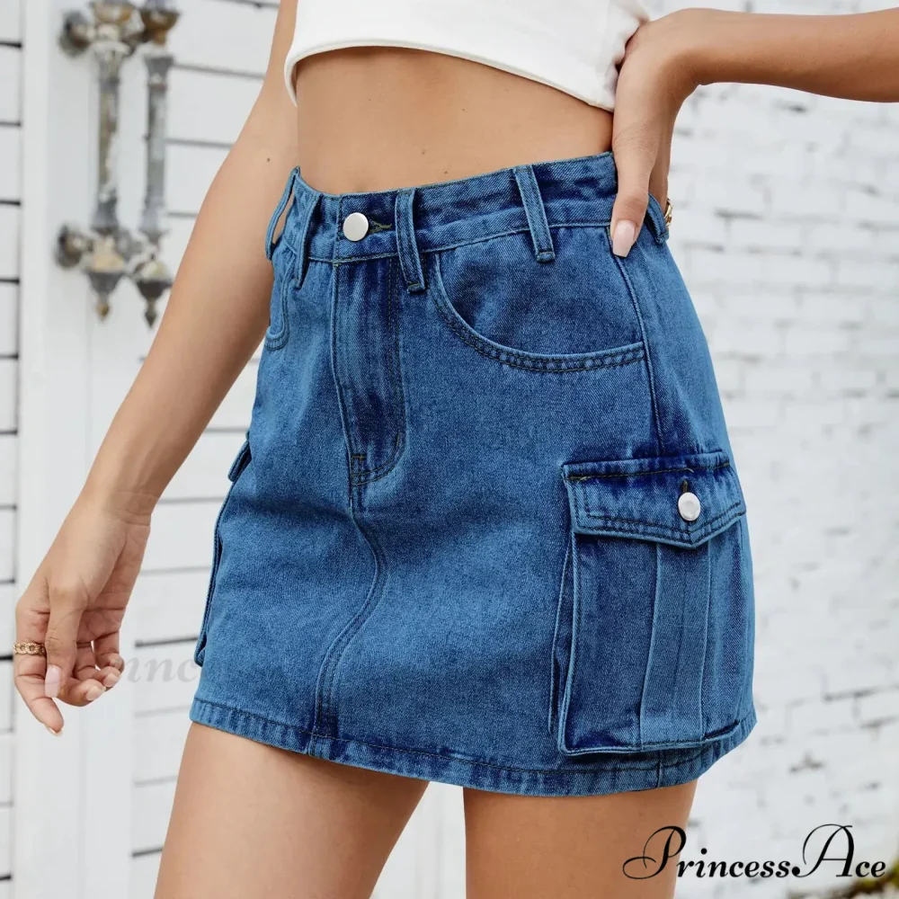 Tooling Pocket Cleansed Denim Skirt - Image 3