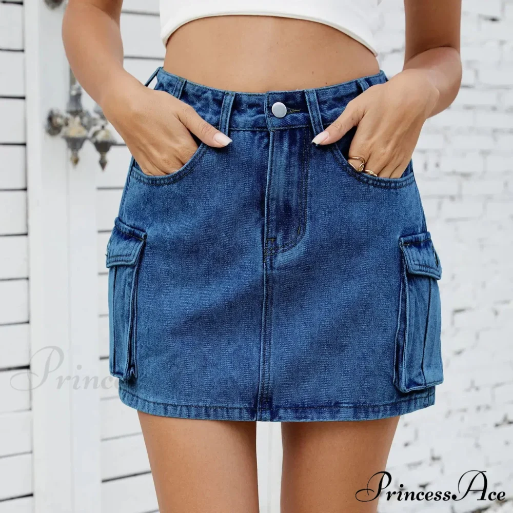 Tooling Pocket Cleansed Denim Skirt - Image 5