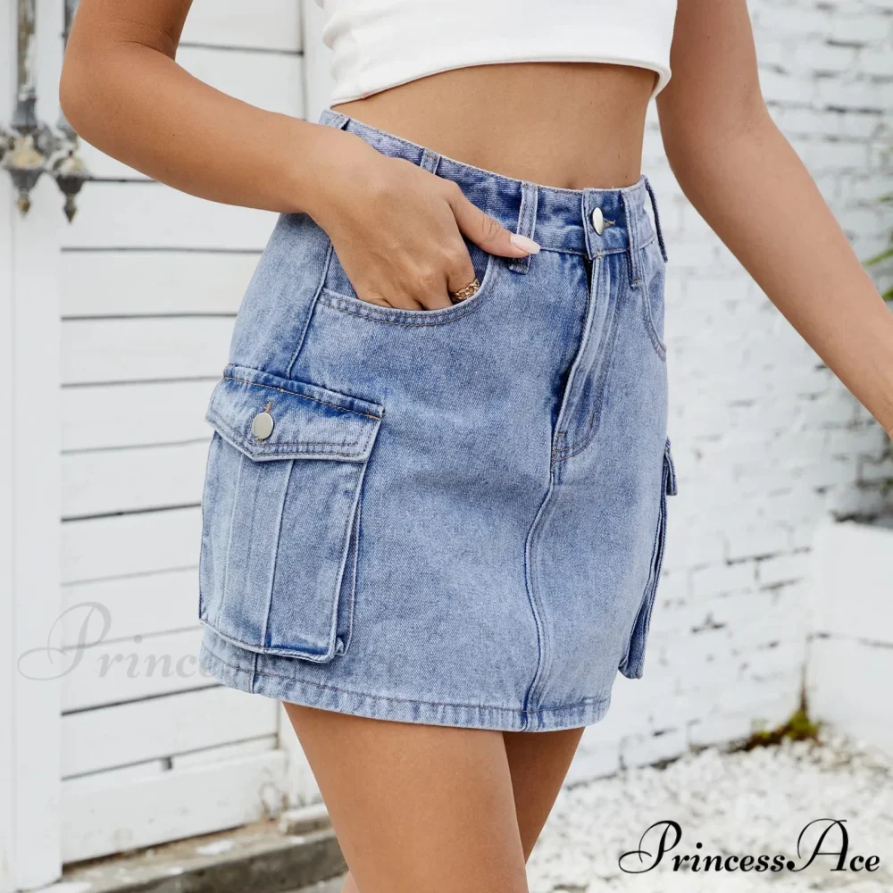 Tooling Pocket Cleansed Denim Skirt - Image 6
