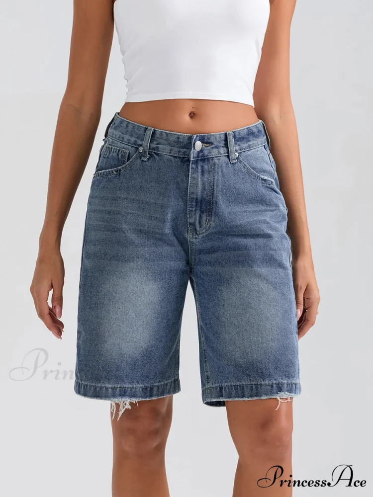 Torn Button Denim Informal Short - Image 3
