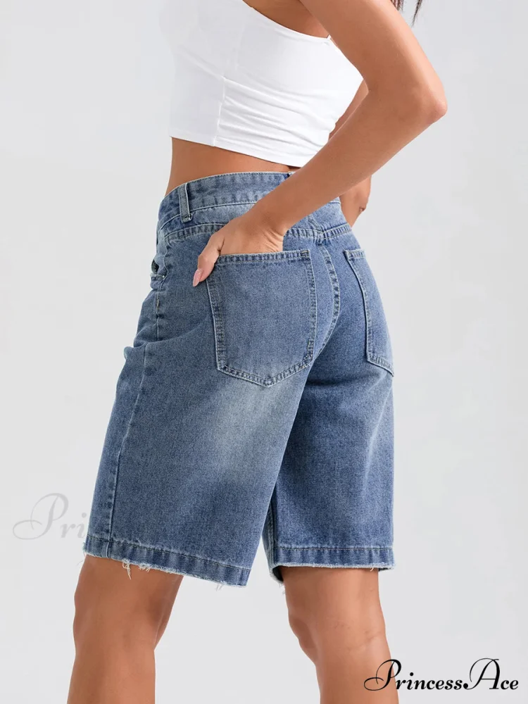 Torn Button Denim Informal Short - Image 5
