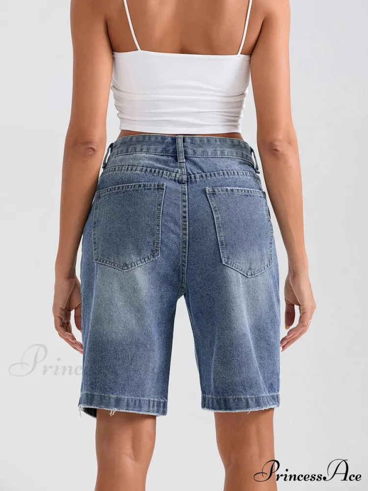 Torn Button Denim Informal Short - Image 6