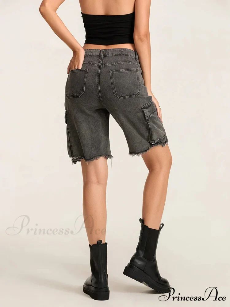 Torn Buttoned Denim Short - Image 3