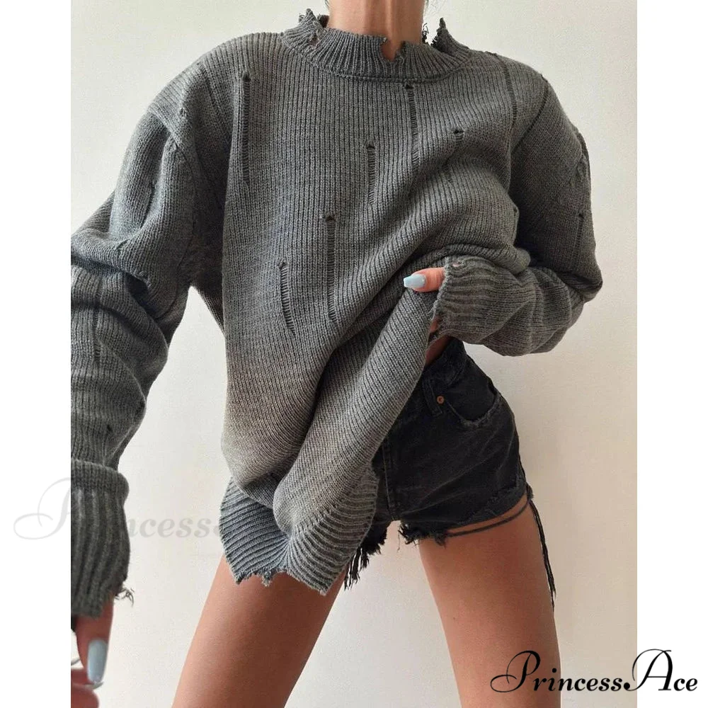 Torn Y2K Informal Long Sleeve Jumper