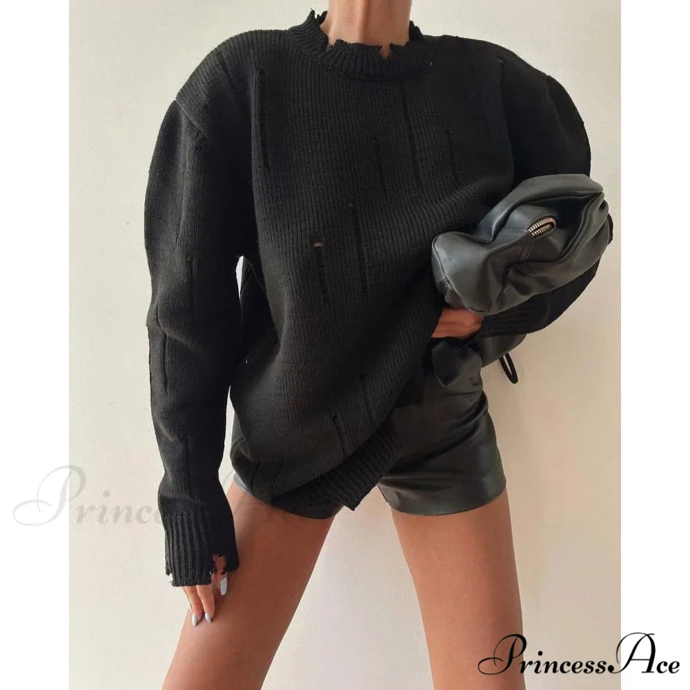Torn Y2K Informal Long Sleeve Jumper - Image 3