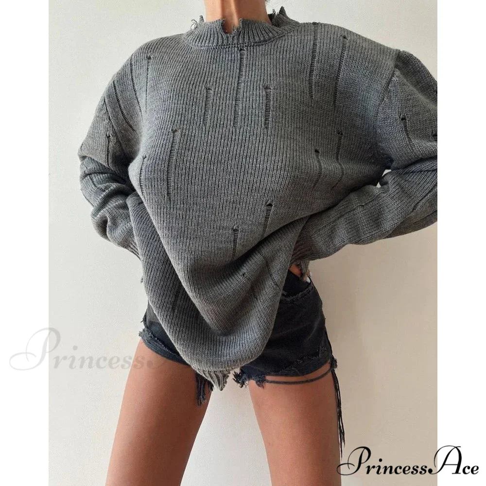 Torn Y2K Informal Long Sleeve Jumper - Image 5