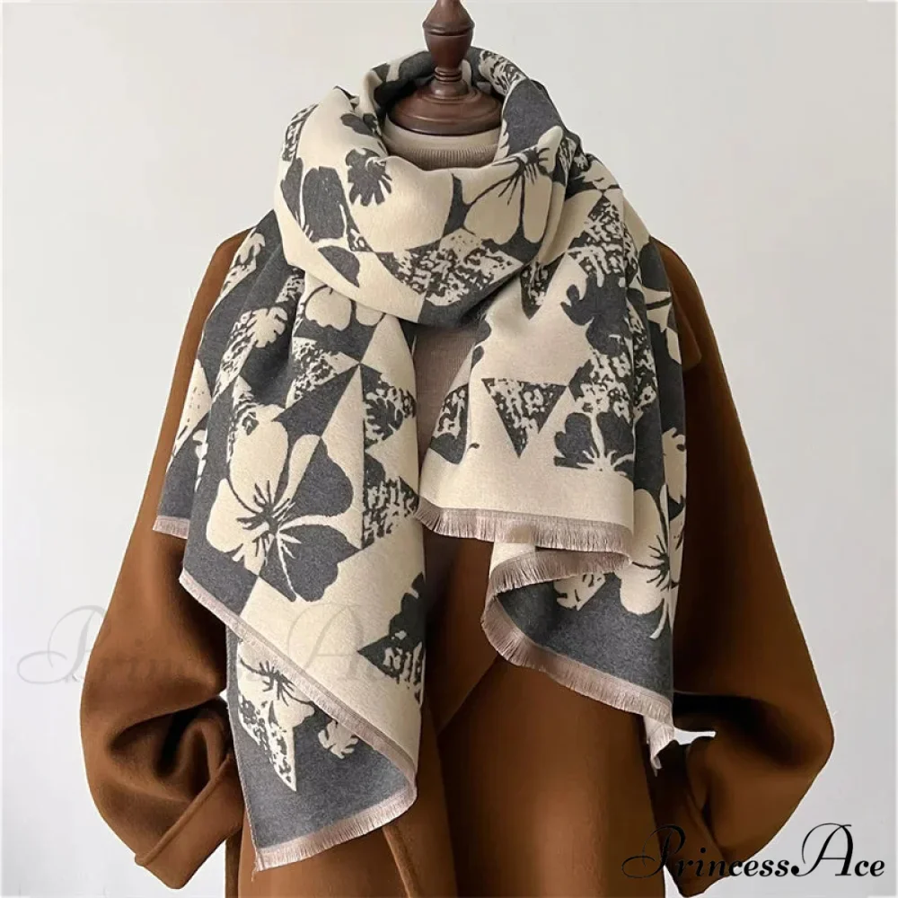 Traditional Cashmere Checkered Wrap Shawl - Image 5