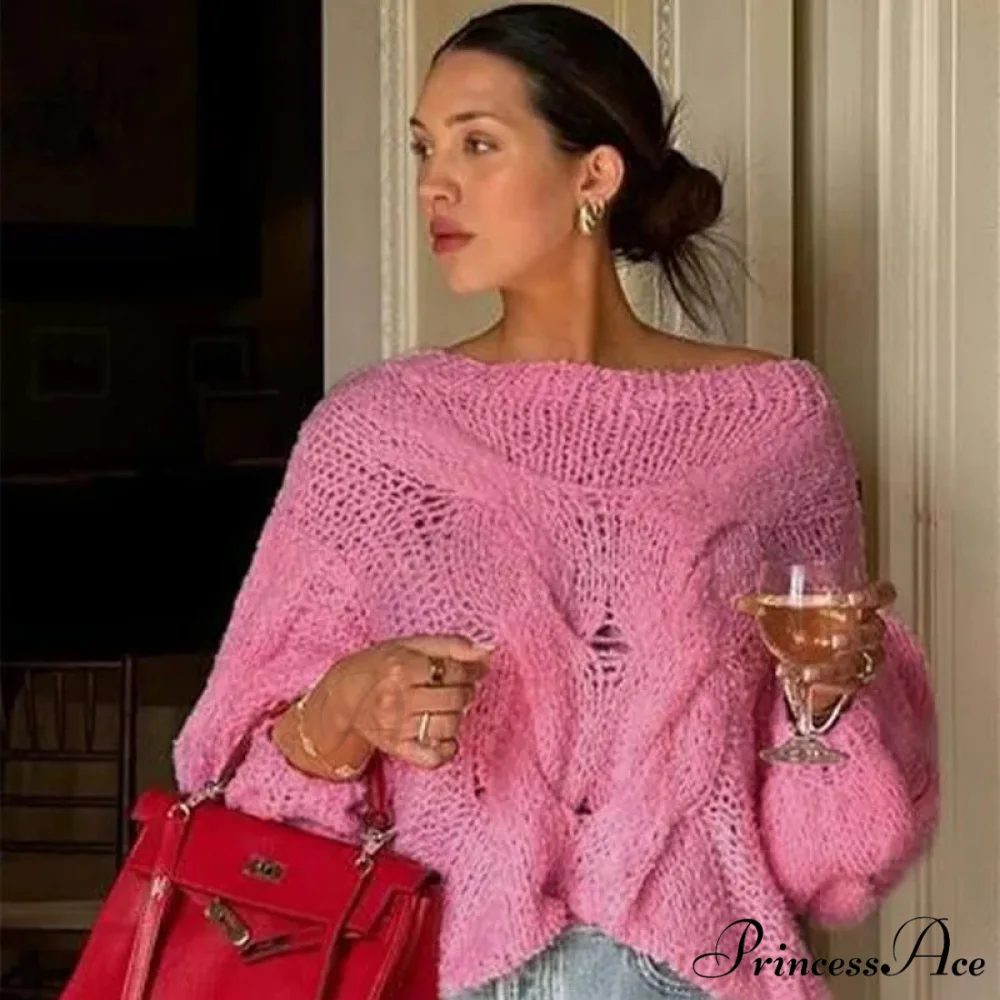 Transparent Informal Baggy Y2K Knitted Sweater - Image 4