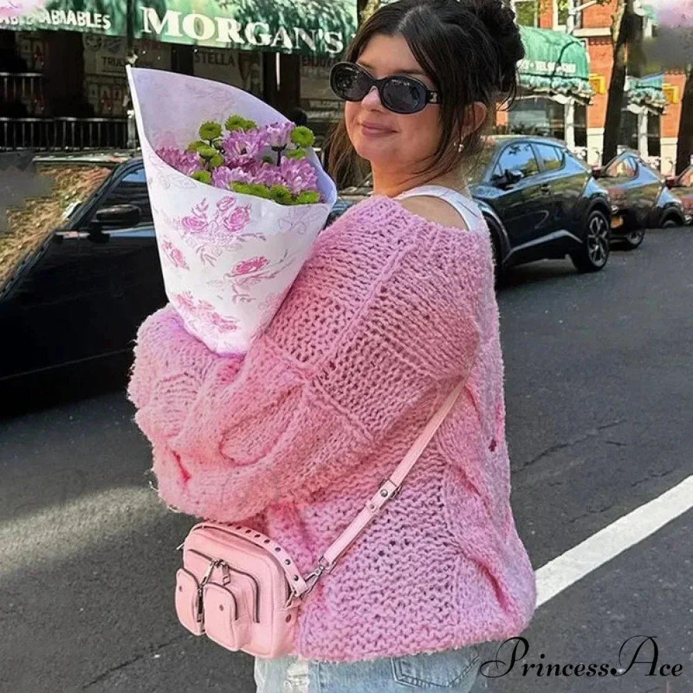 Transparent Informal Baggy Y2K Knitted Sweater - Image 5